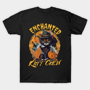 Enchanted Kitty Crew Halloween Black Cat T-Shirt